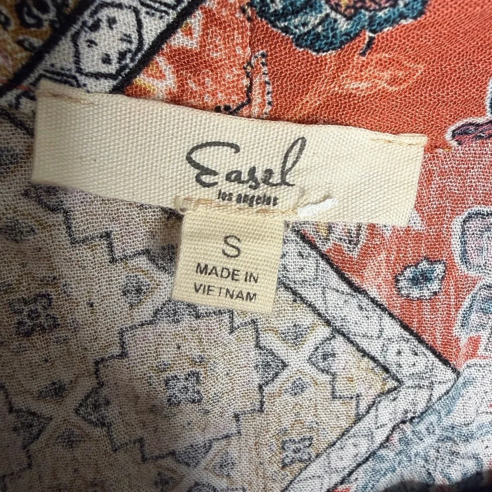 Easel Patchwork Kimono Cardigan Boho Lightweight Open Front Small Artsy Festival